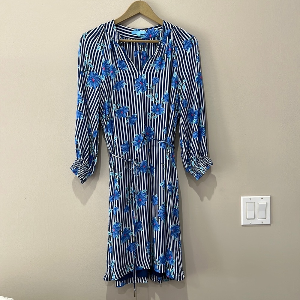 Draper James Blue Floral Striped Dress